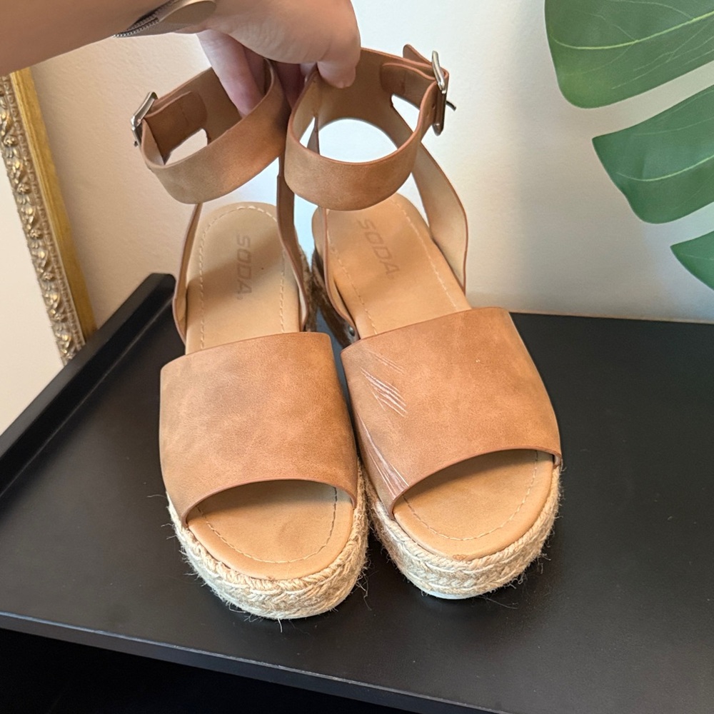 Soda Tan Espadrille Wedges